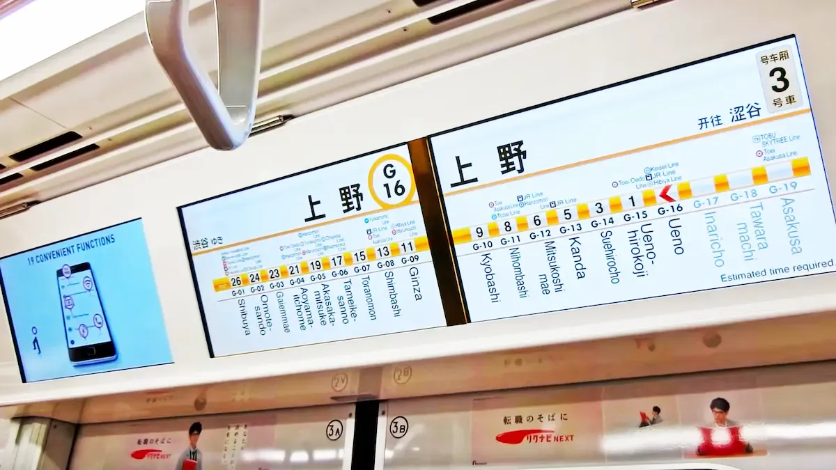 Prossime fermate visibili sullo schermo